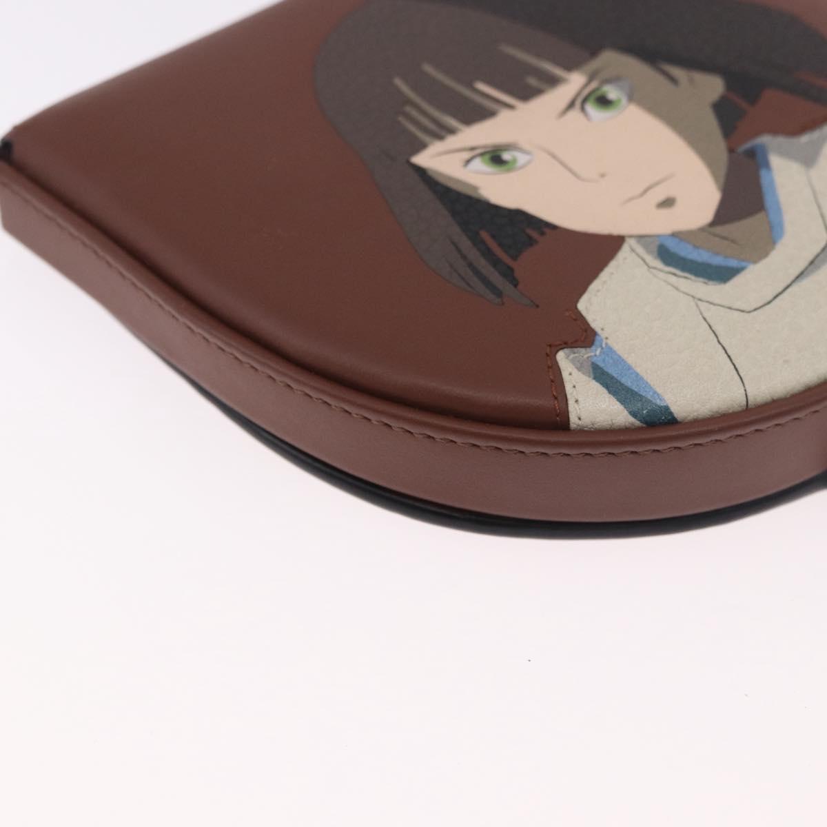 LOEWE × Studio Ghibli anagram Heel Pouch Haku Bag Leather Brown Auth 167385SM