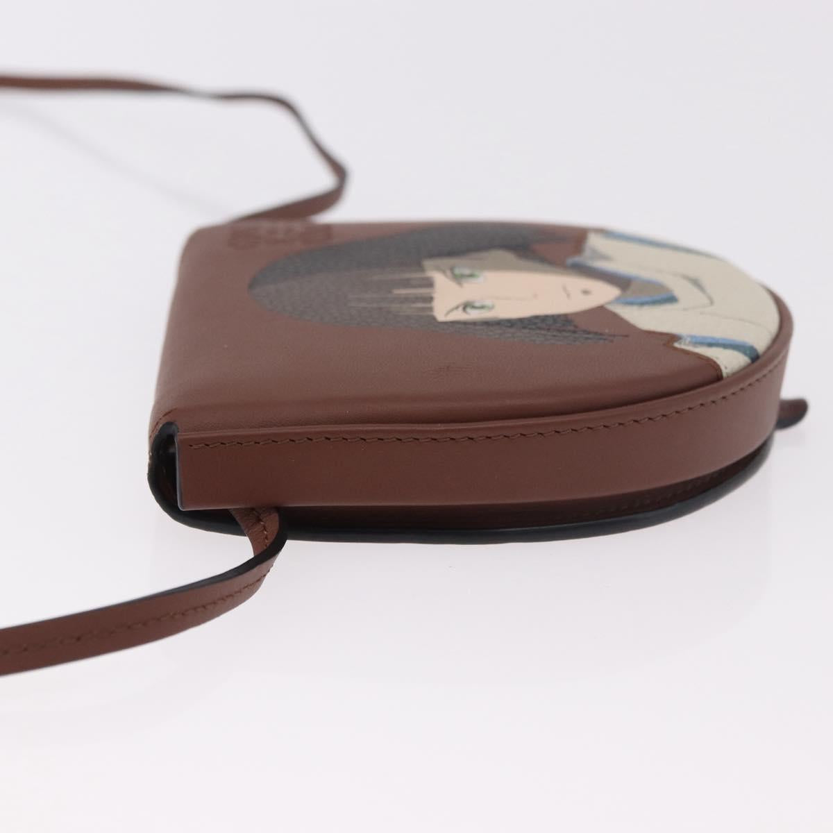 LOEWE × Studio Ghibli anagram Heel Pouch Haku Bag Leather Brown Auth 167385SM