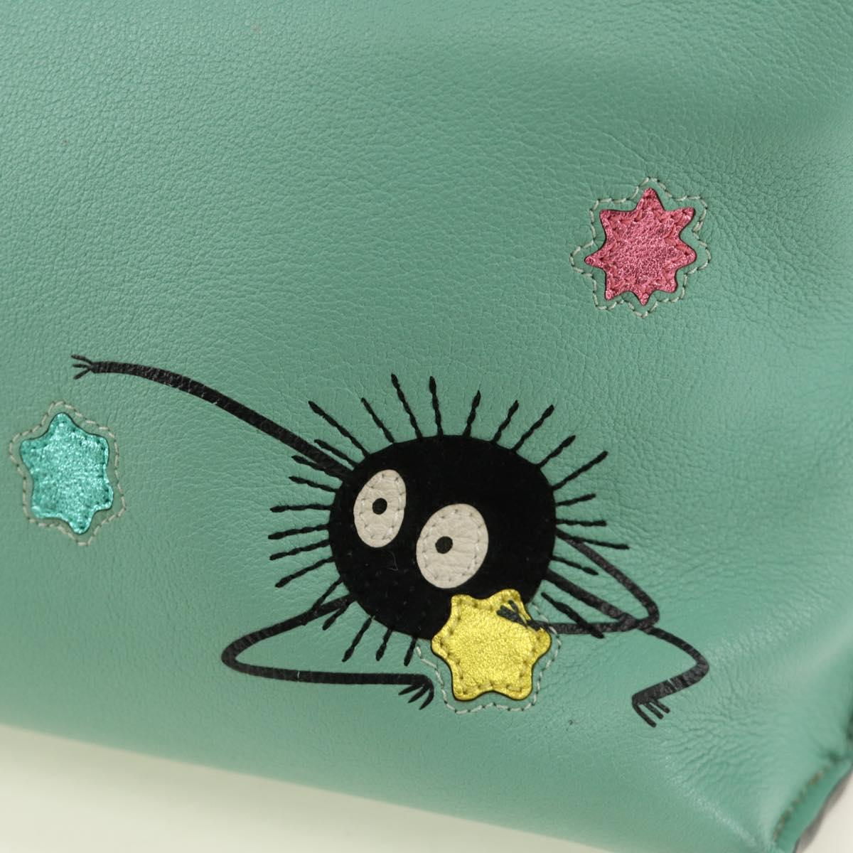 LOEWE × Ghibli Spirited Away Flamenco Clutch Mini Leather Green Auth 167395SM
