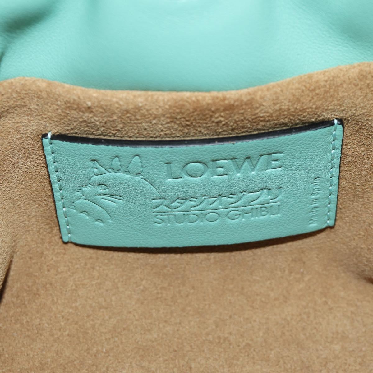 LOEWE × Ghibli Spirited Away Flamenco Clutch Mini Leather Green Auth 167395SM