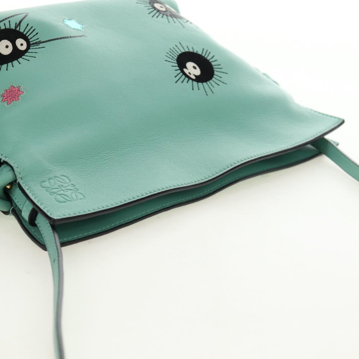 LOEWE × Ghibli Spirited Away Flamenco Clutch Mini Leather Green Auth 167395SM