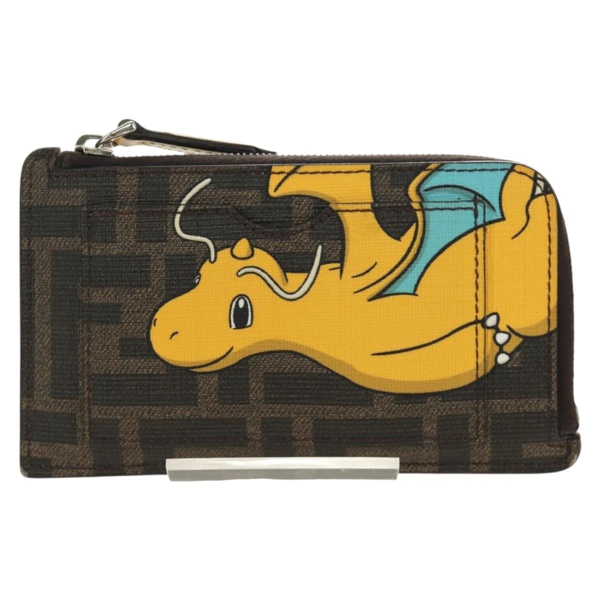 FENDI x FRGMT x POKÉMON Zucca Canvas Dragonfly Coin Purse Black Auth 167396M