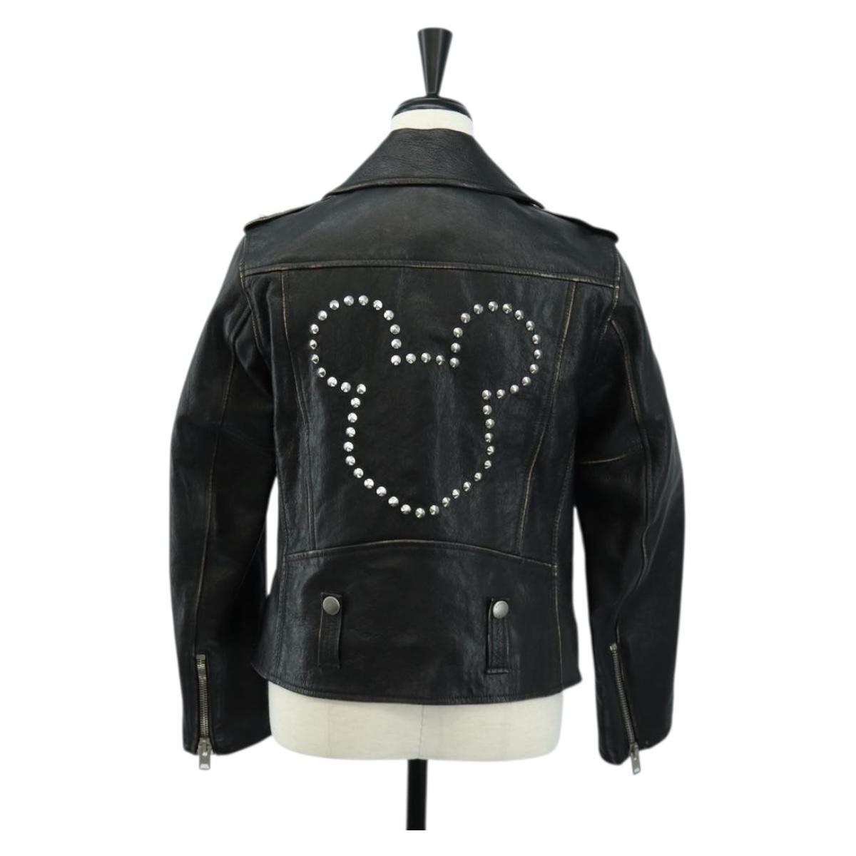 Coach x Disney Double Riders Jacket Leather Black Auth 167402M