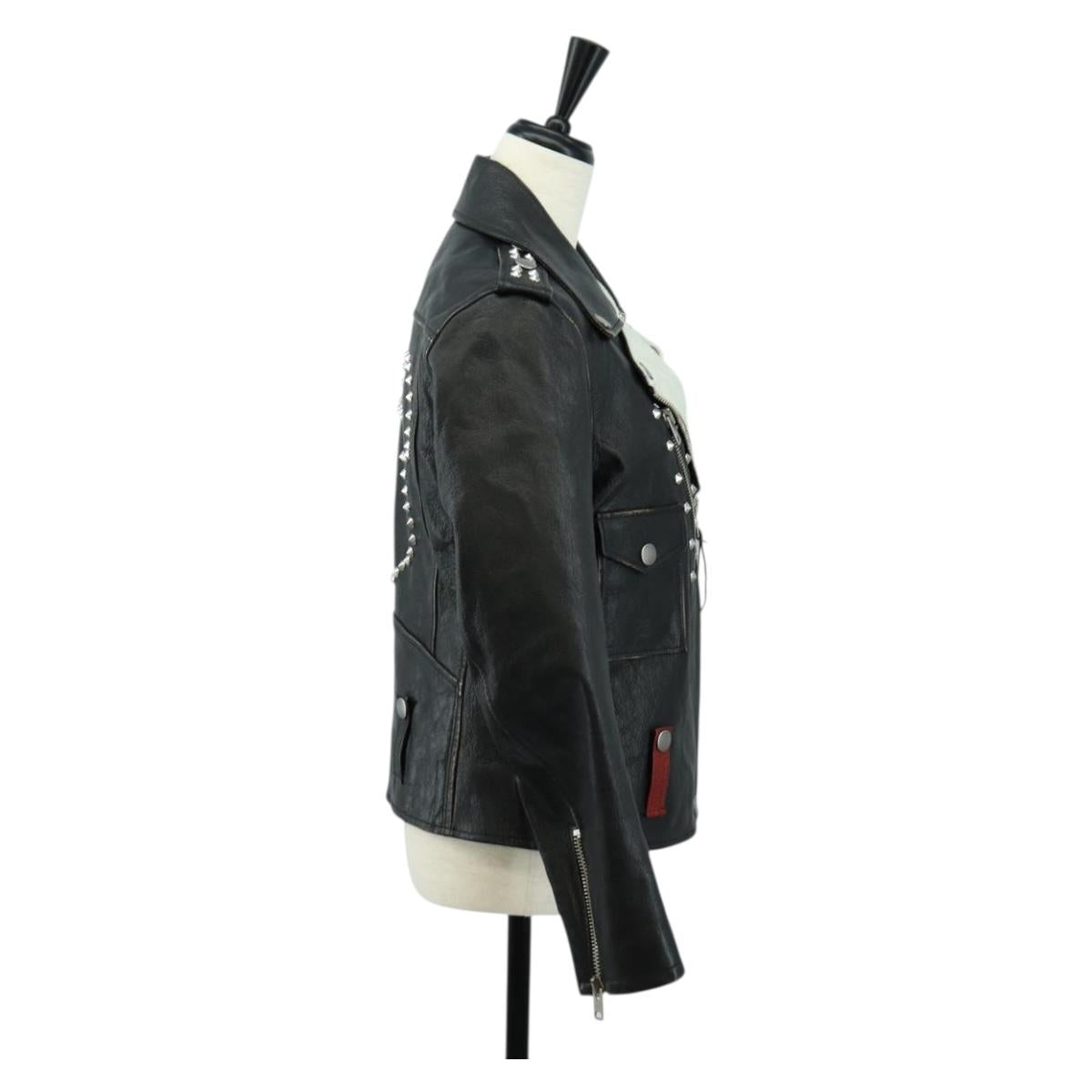 Coach x Disney Double Riders Jacket Leather Black Auth 167402M
