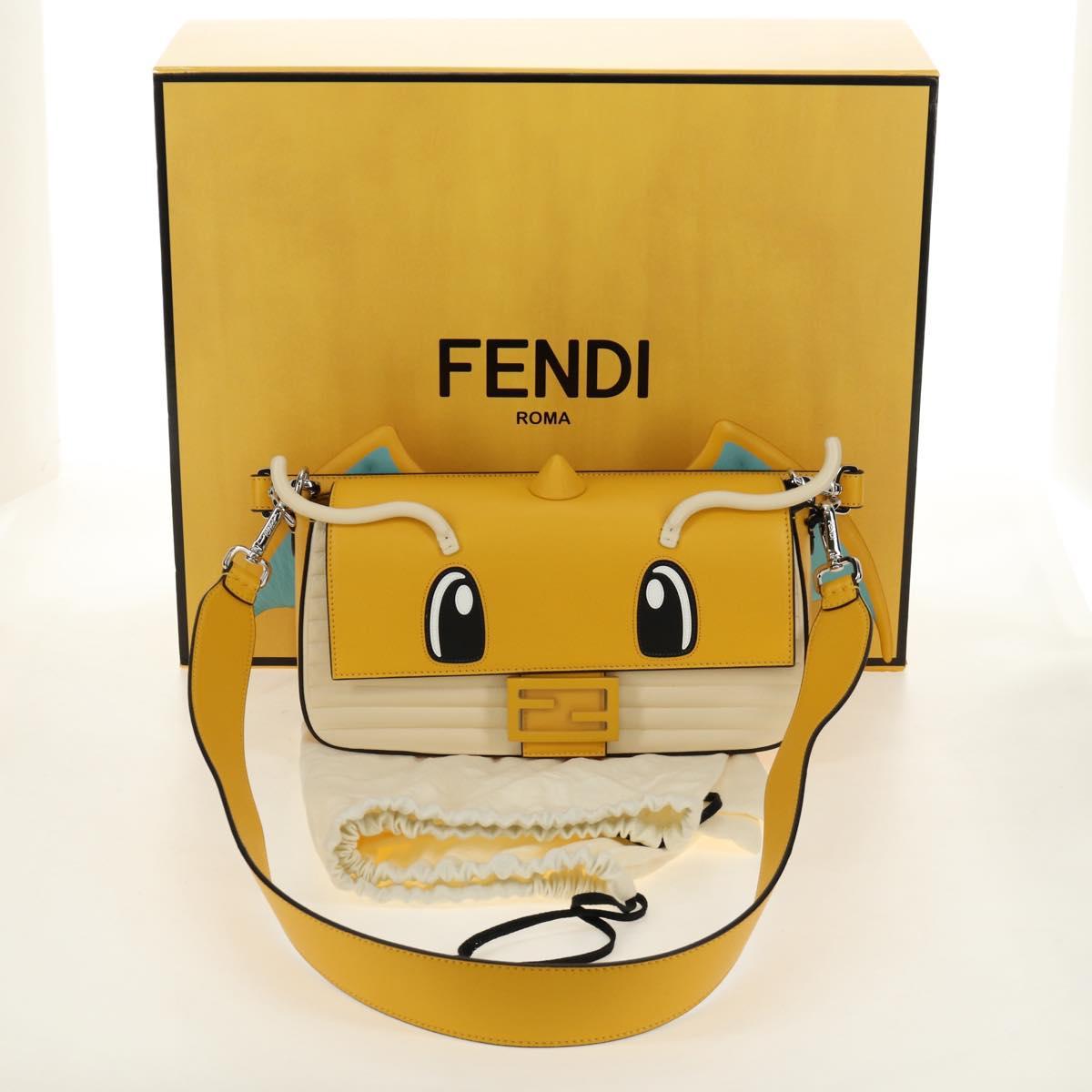 FENDI Dragonite FENDIxFRGMTxPOKÉMON Mamma Baguette Bag Leather Auth 167404SM