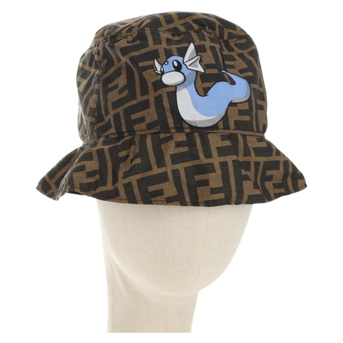 FENDI x FRGMT x POKÉMON ZUCCA Canvas Bucket Hat Mini-Dragon Brown Auth 167411SM