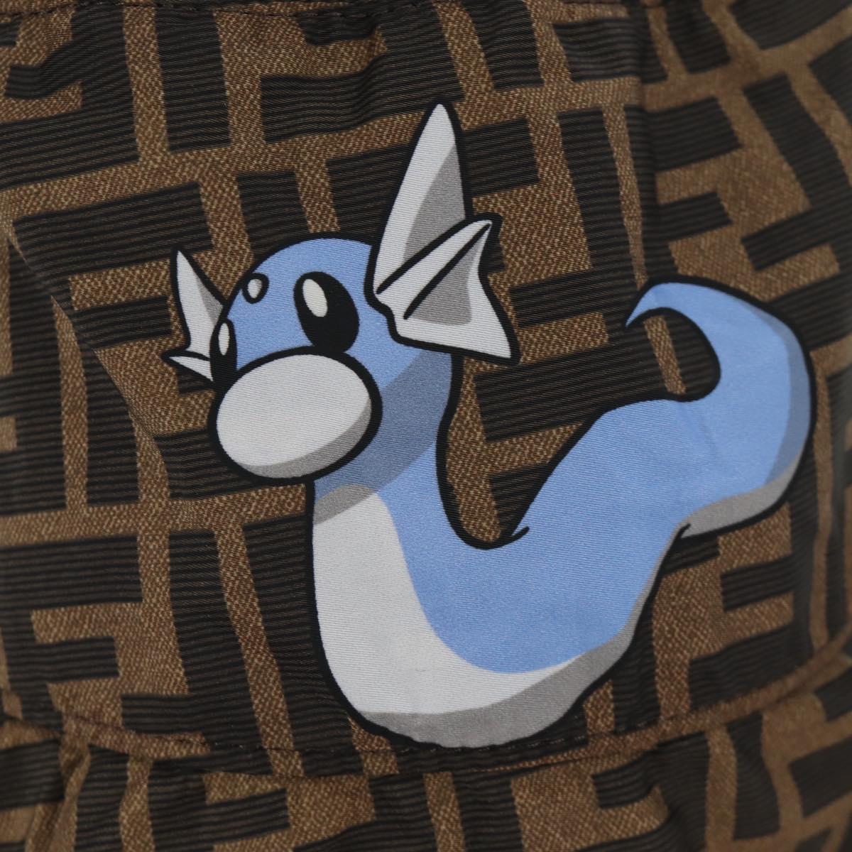 FENDI x FRGMT x POKÉMON ZUCCA Canvas Bucket Hat Mini-Dragon Brown Auth 167411SM
