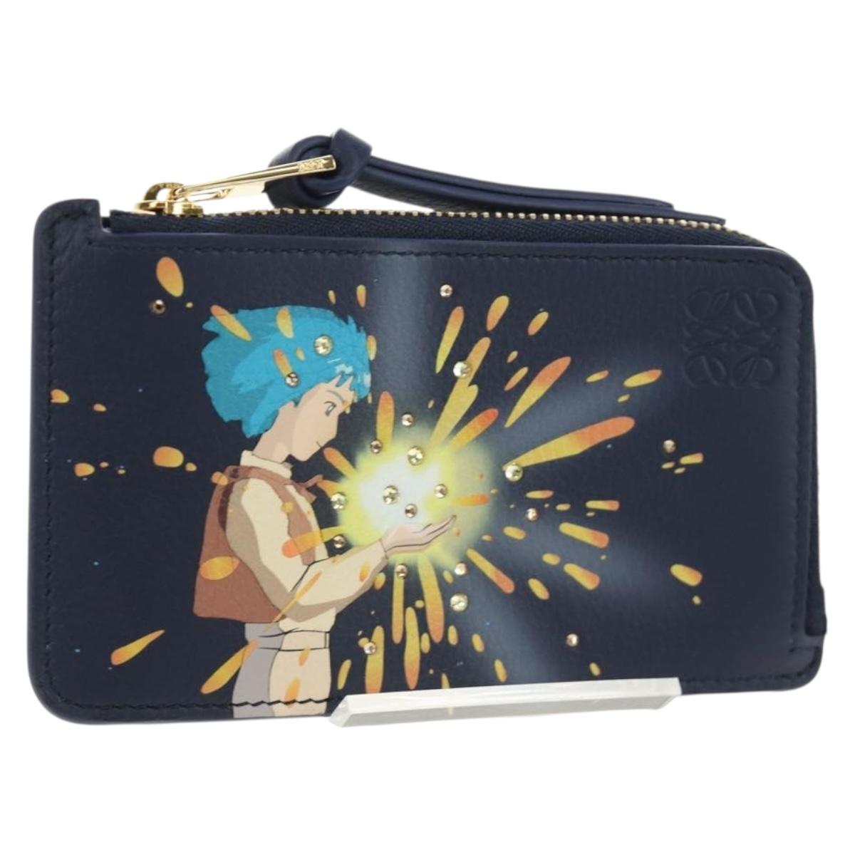 LOEWE × Studio Ghibli Howl's Moving Castle Card Case Leather Navy Auth 167414SM