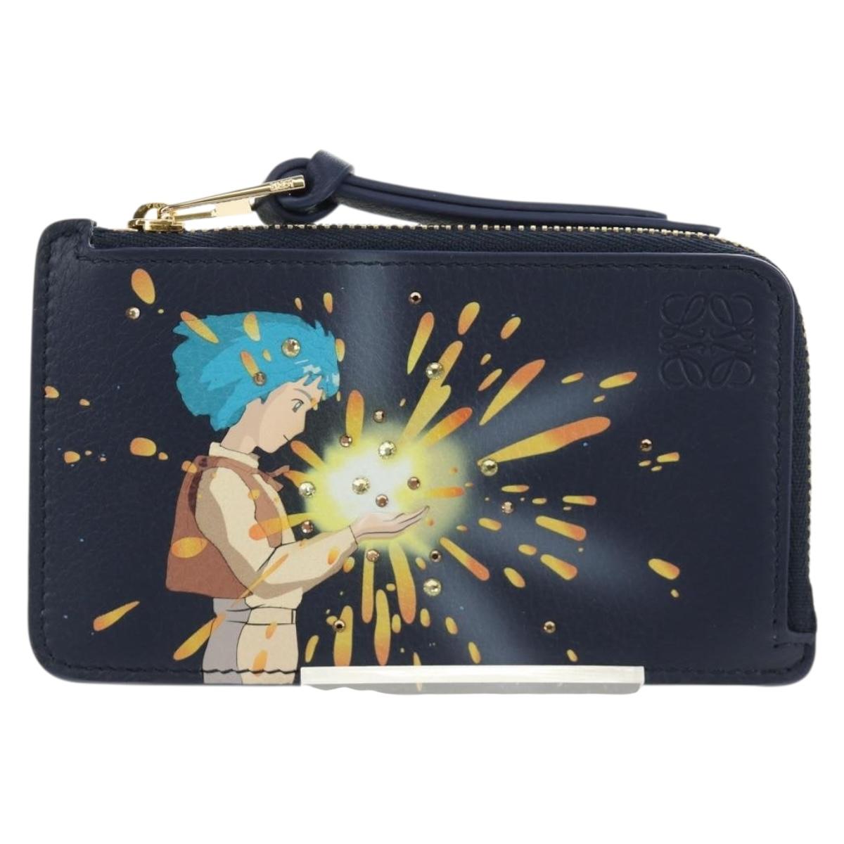 LOEWE × Studio Ghibli Howl's Moving Castle Card Case Leather Navy Auth 167414SM