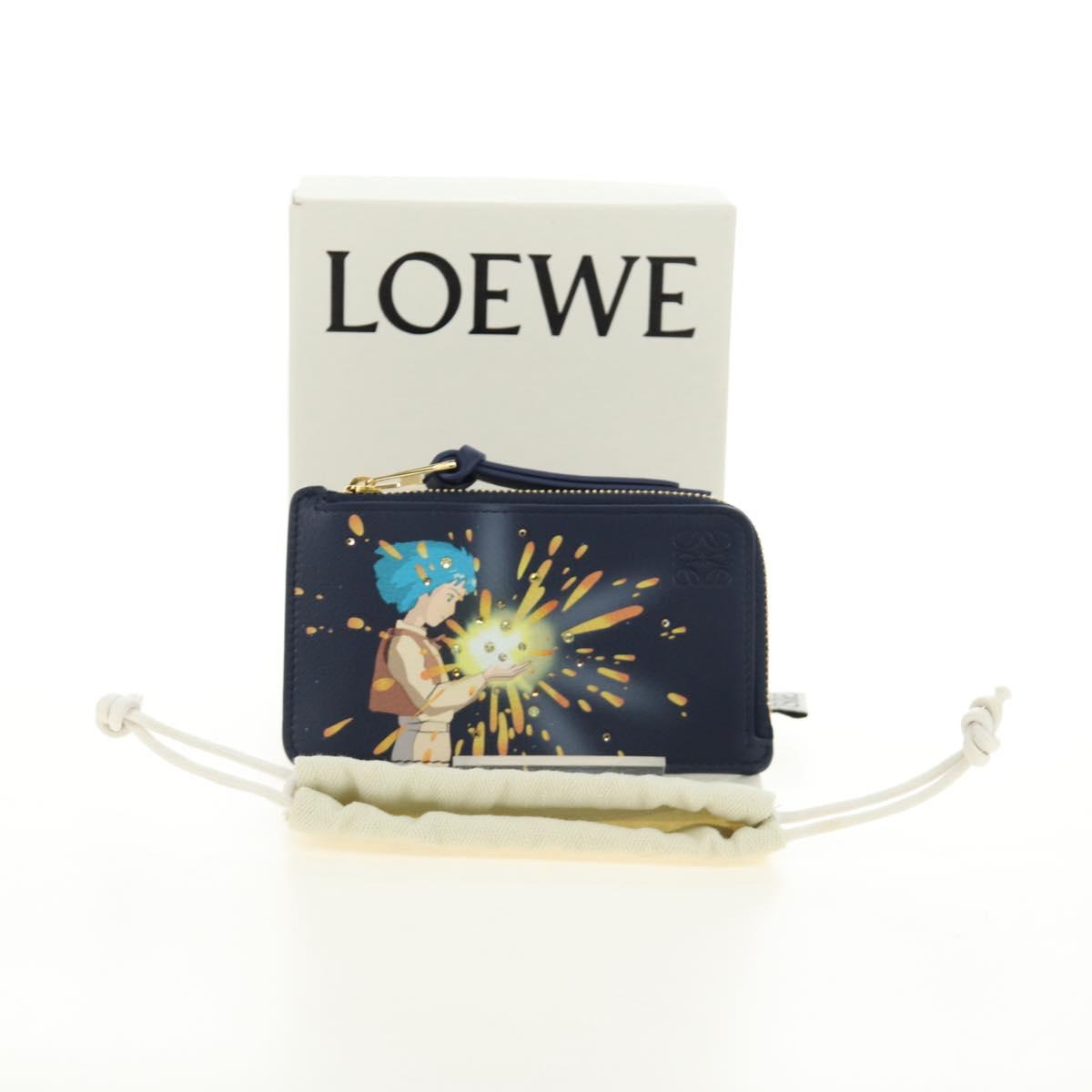 LOEWE × Studio Ghibli Howl's Moving Castle Card Case Leather Navy Auth 167414SM