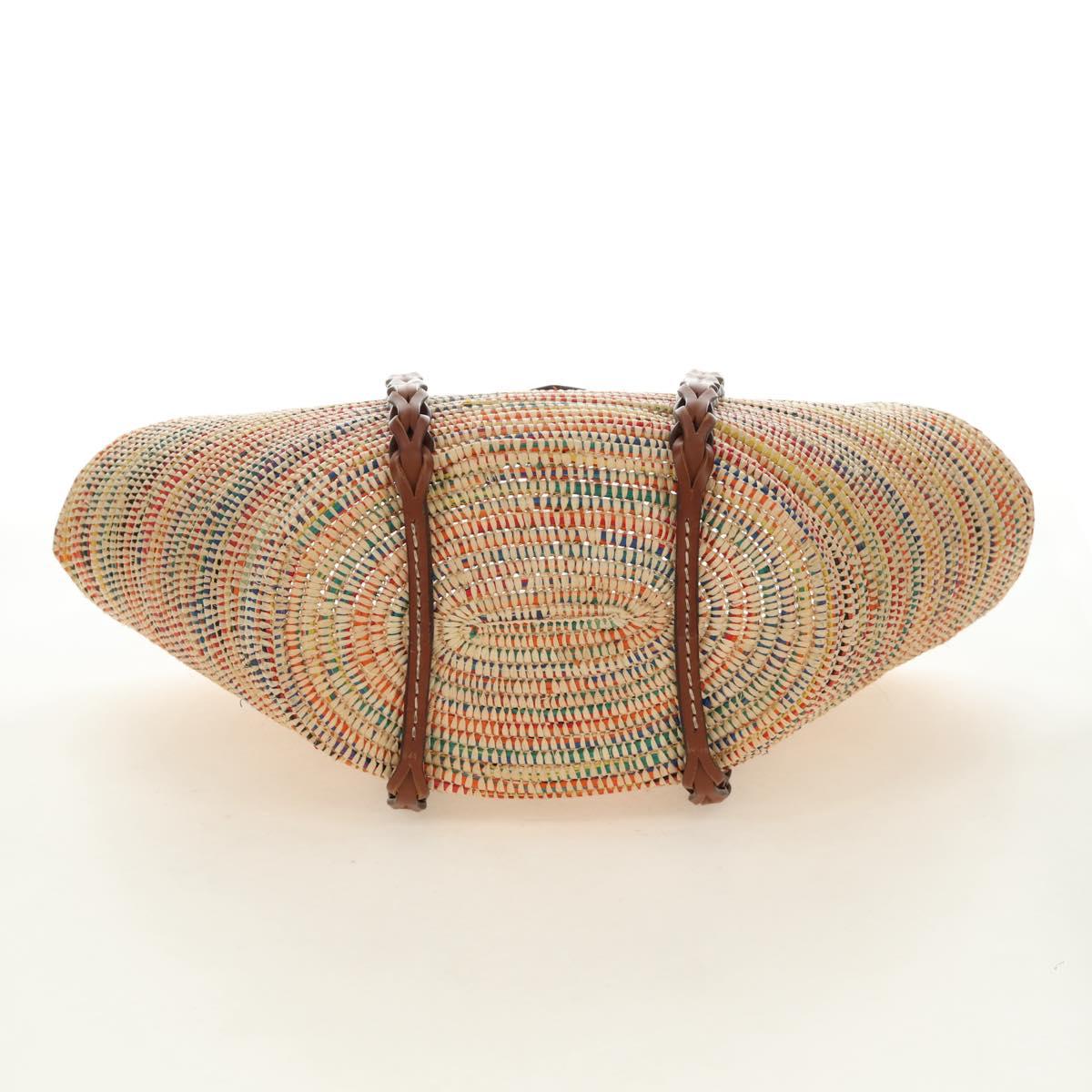 PRADA Tote Bag Raffia Beige Auth 167416SM