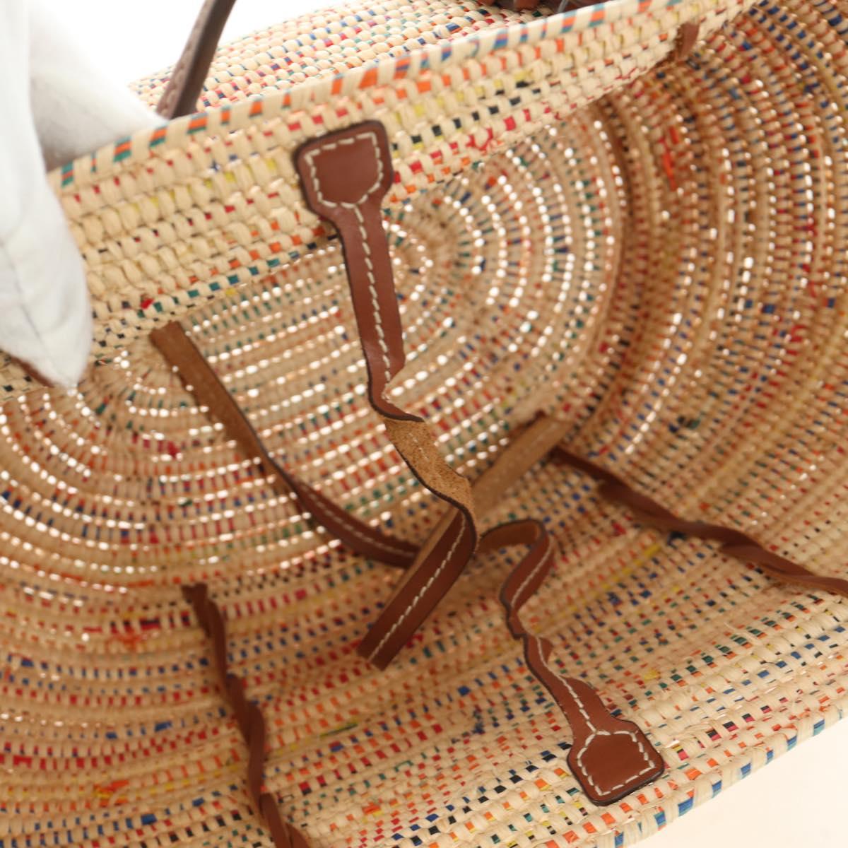 PRADA Tote Bag Raffia Beige Auth 167416SM