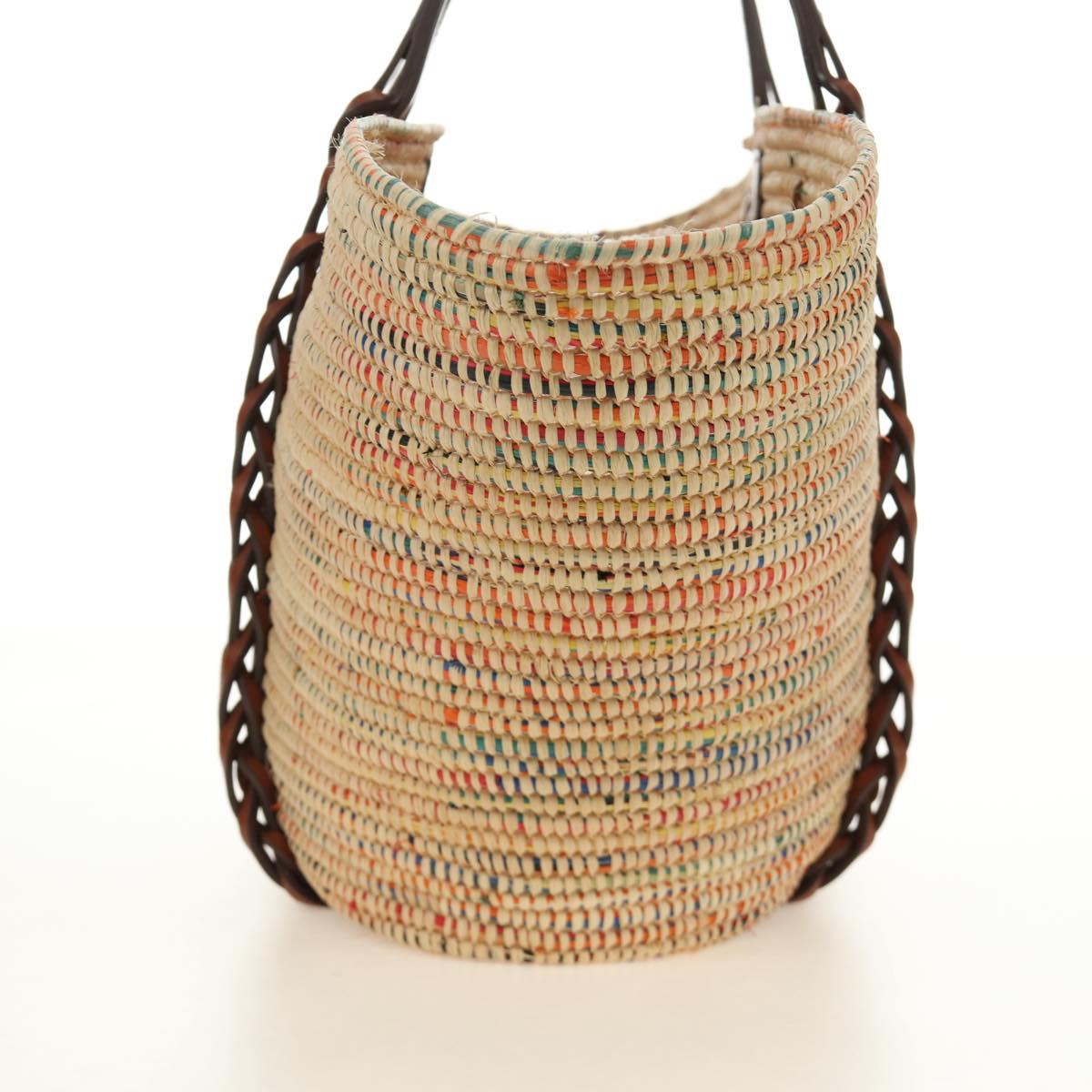 PRADA Tote Bag Raffia Beige Auth 167416SM