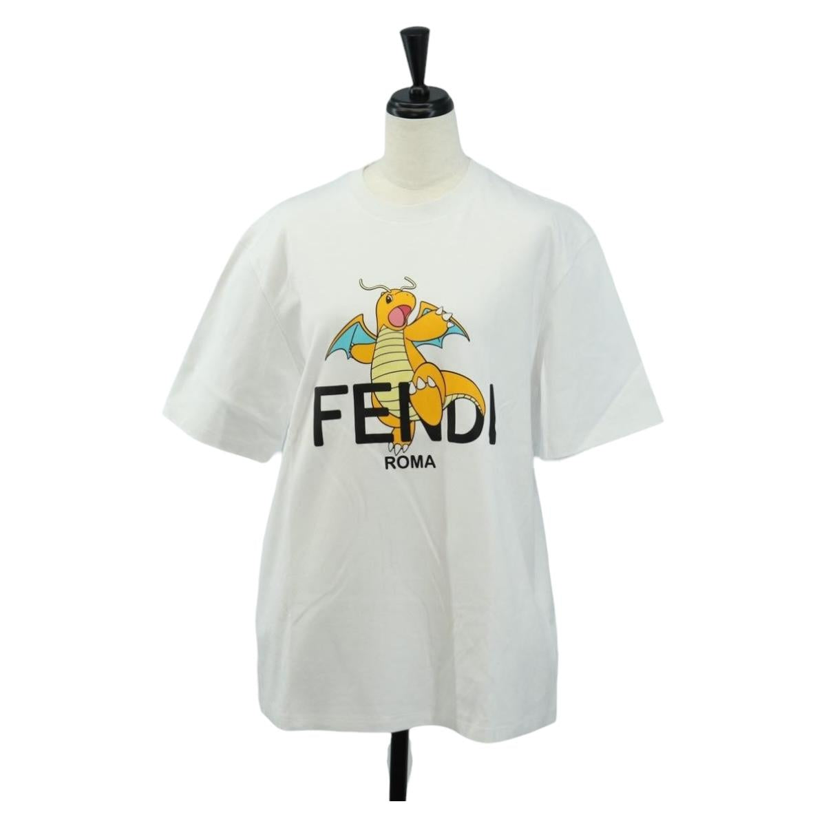 FENDI x FRGMT x POKÉMON Dragonite T Shirt Cotton White Auth 167426SAM