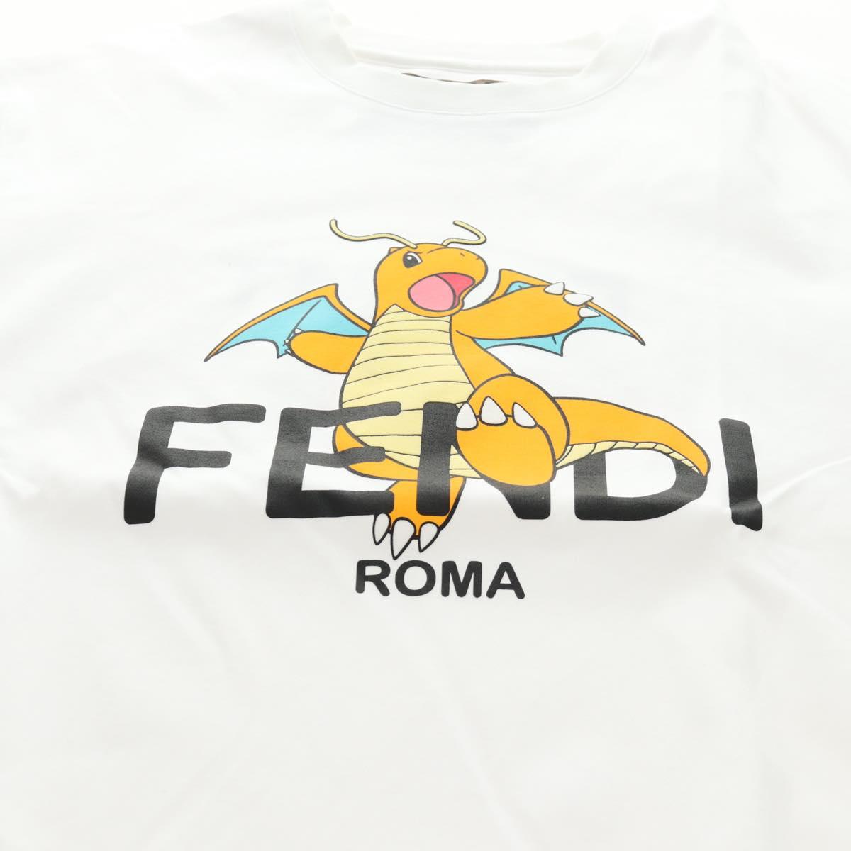 FENDI x FRGMT x POKÉMON Dragonite T Shirt Cotton White Auth 167426SAM