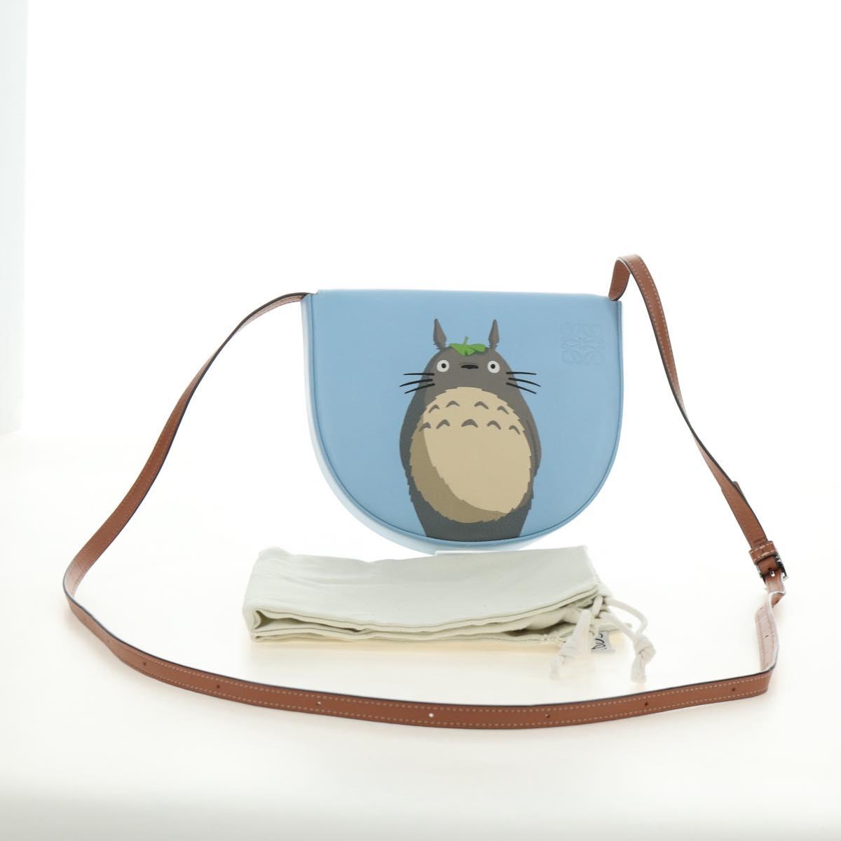 LOEWE × Studio Ghibli My Neighbor Totoro Heel Pouch Leather Blue Auth 167429SM