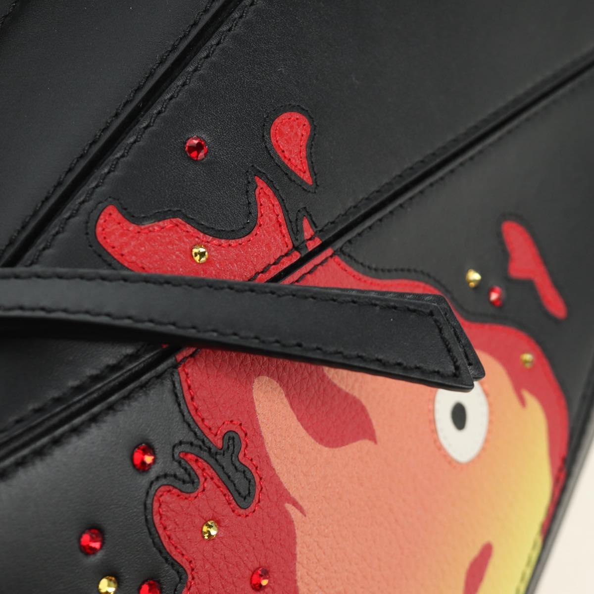 LOEWE × Studio Ghibli Puzzle Bag Calcifer Hand Bag Leather Black Auth 167439SM