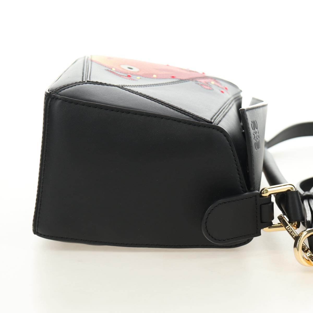 LOEWE × Studio Ghibli Puzzle Bag Calcifer Hand Bag Leather Black Auth 167439SM