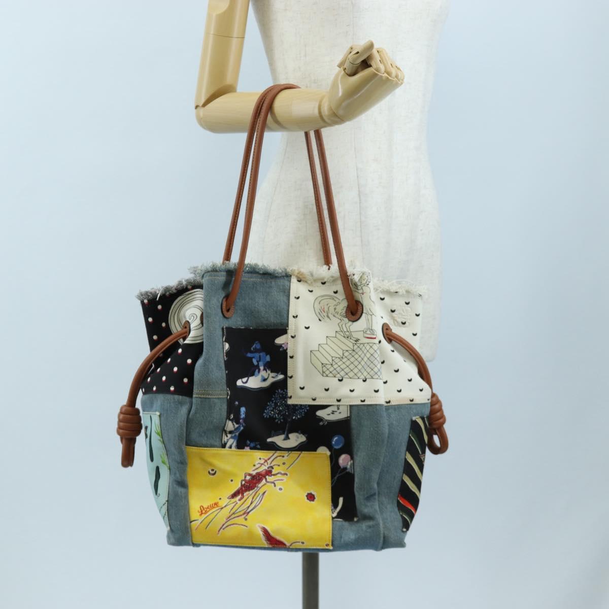 LOEWE x Paula's IBIZA Collection Flamenco Knots Denim Blue Brown Auth 167453V