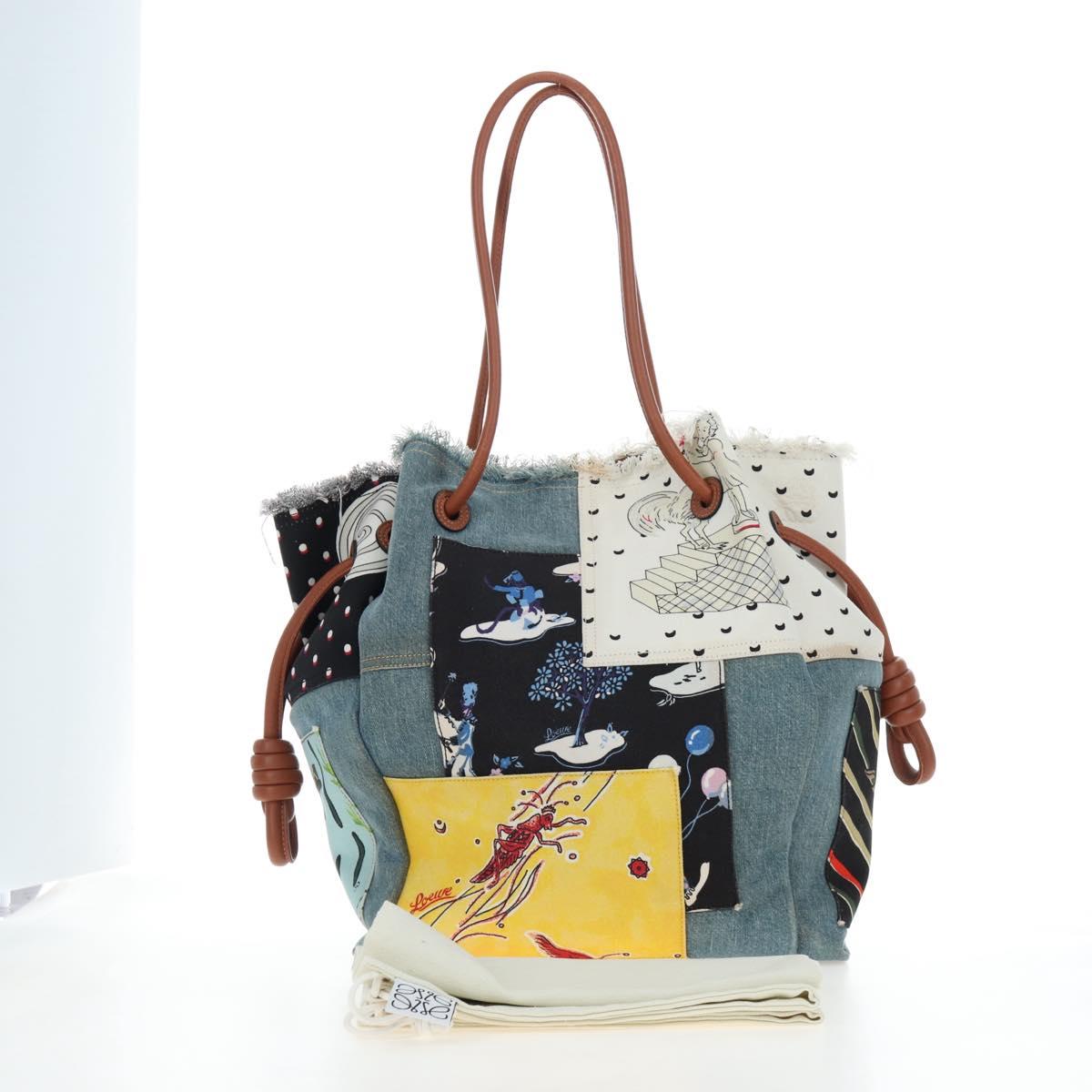 LOEWE x Paula's IBIZA Collection Flamenco Knots Denim Blue Brown Auth 167453V