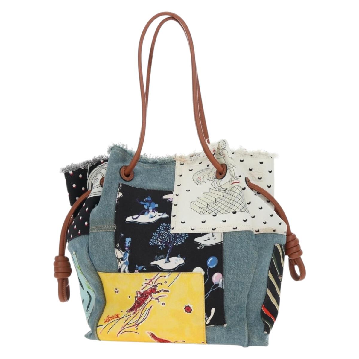 LOEWE x Paula's IBIZA Collection Flamenco Knots Denim Blue Brown Auth 167453V