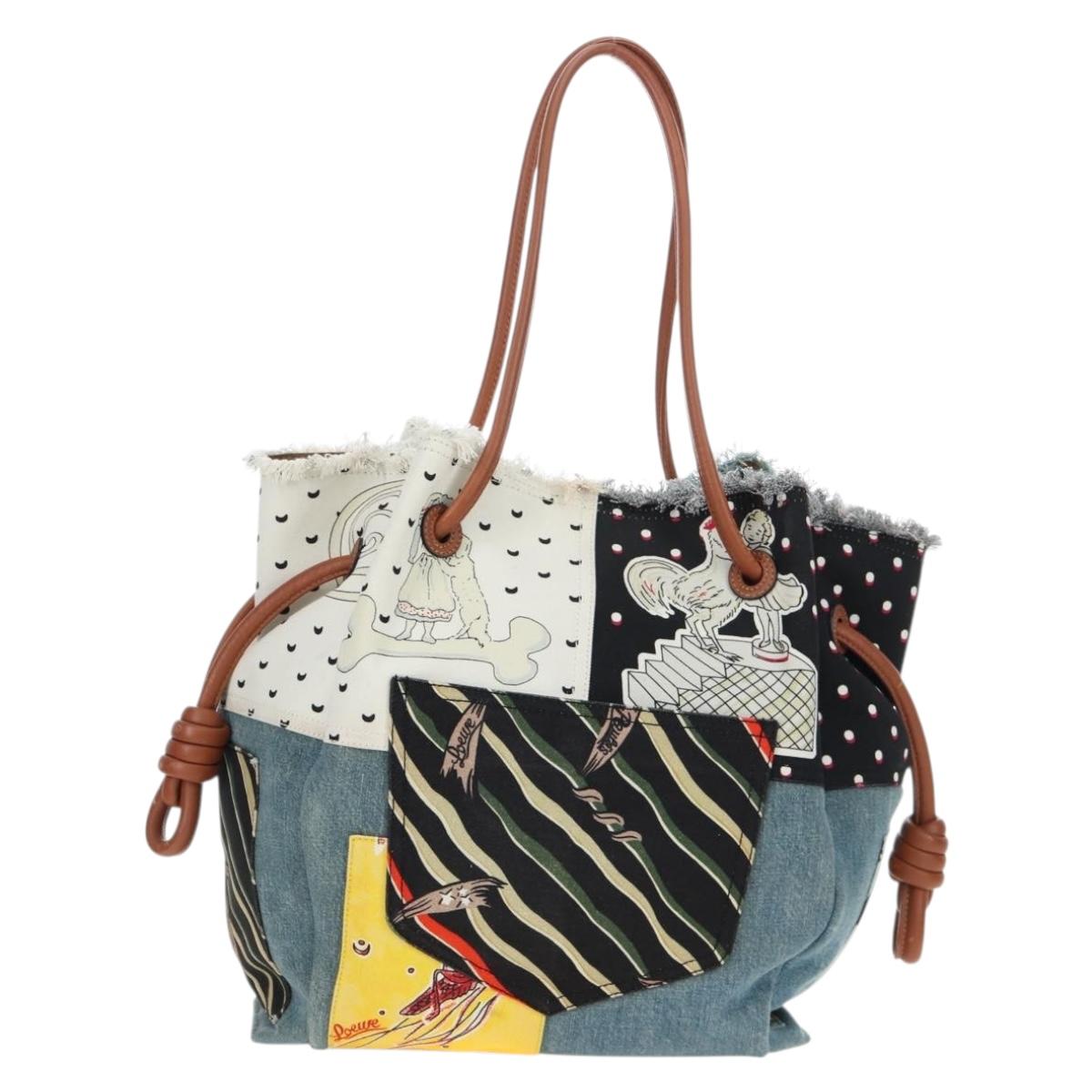 LOEWE x Paula's IBIZA Collection Flamenco Knots Denim Blue Brown Auth 167453V