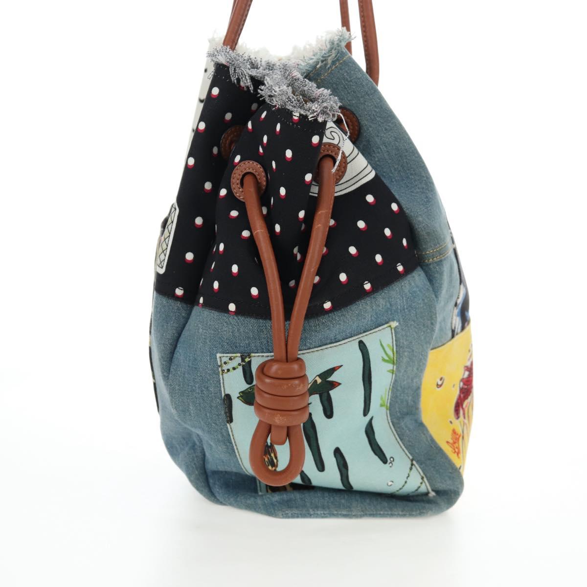 LOEWE x Paula's IBIZA Collection Flamenco Knots Denim Blue Brown Auth 167453V