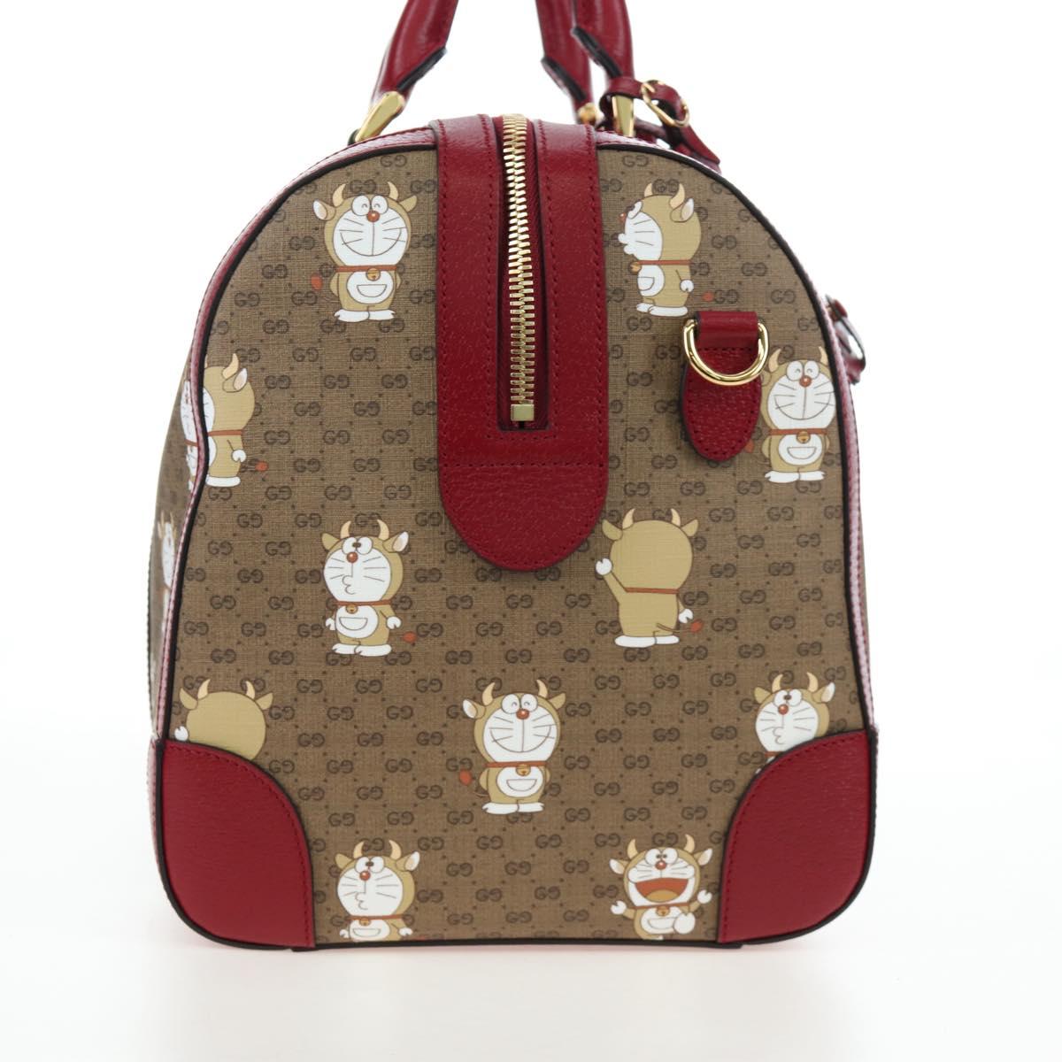 GUCCI x Doraemon Micro GG Boston Bag PVC Leather Beige 647815 Auth 167459SM