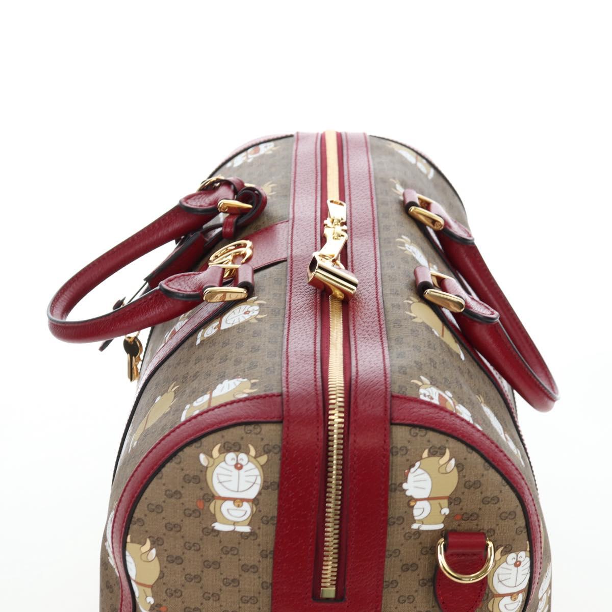 GUCCI x Doraemon Micro GG Boston Bag PVC Leather Beige 647815 Auth 167459SM