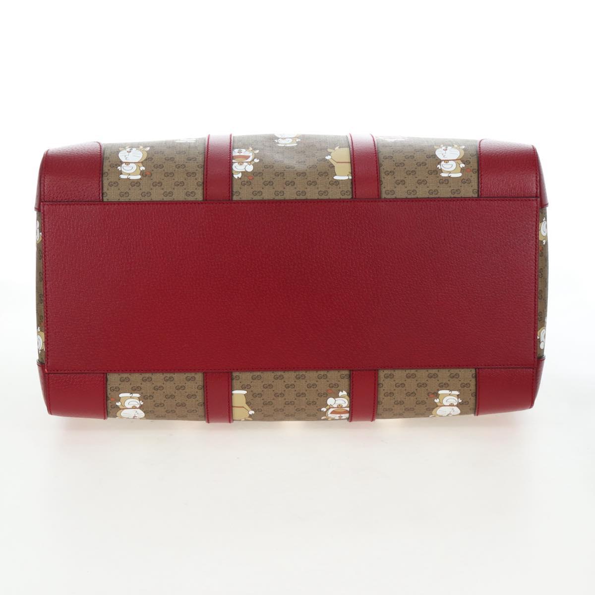 GUCCI x Doraemon Micro GG Boston Bag PVC Leather Beige 647815 Auth 167459SM