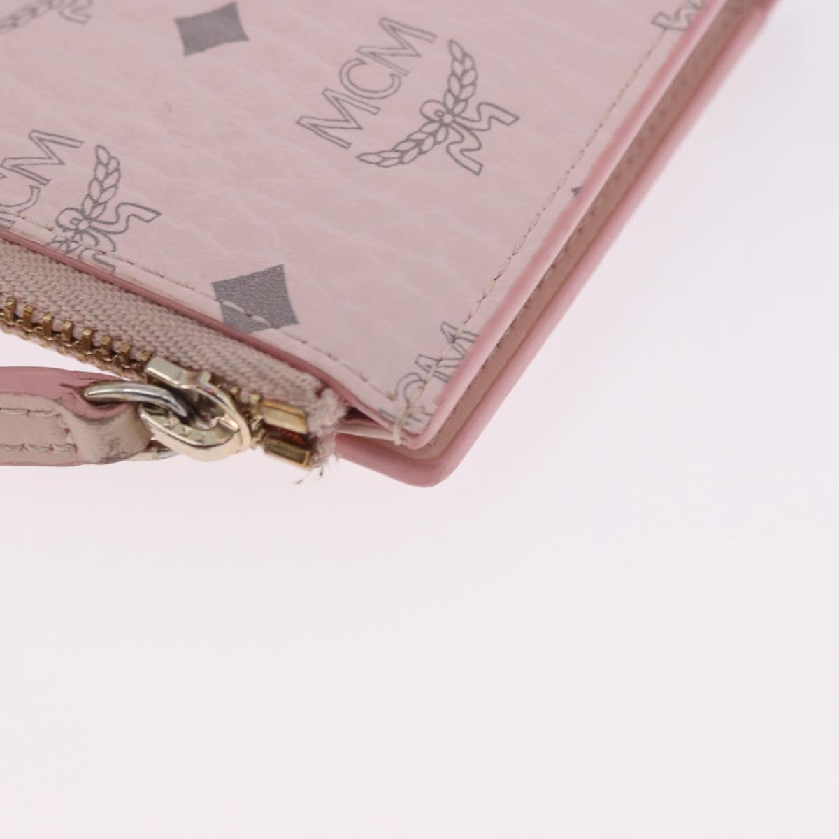 MCM Vicetos Hello Kitty Zip Card Wallet Leather Pink Gold Auth 167472SAM