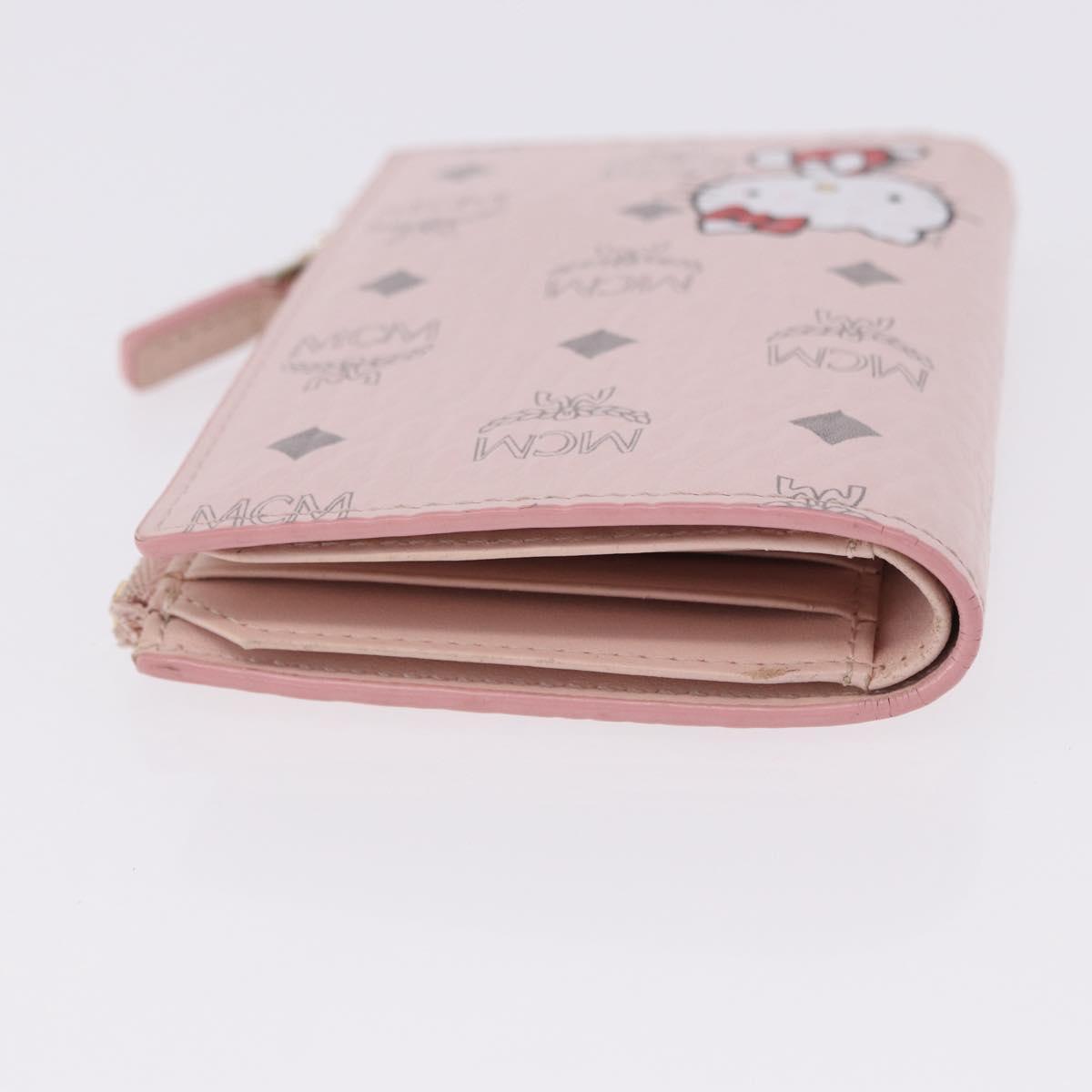 MCM Vicetos Hello Kitty Zip Card Wallet Leather Pink Gold Auth 167472SAM