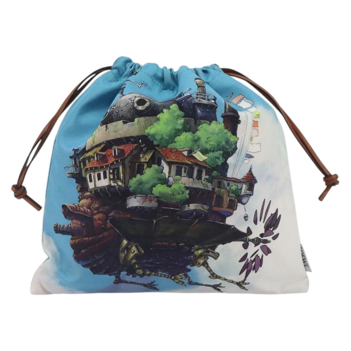 LOEWE Studio Ghibli Howl's Moving Castle Pouch Nylon Blue Auth 167480M