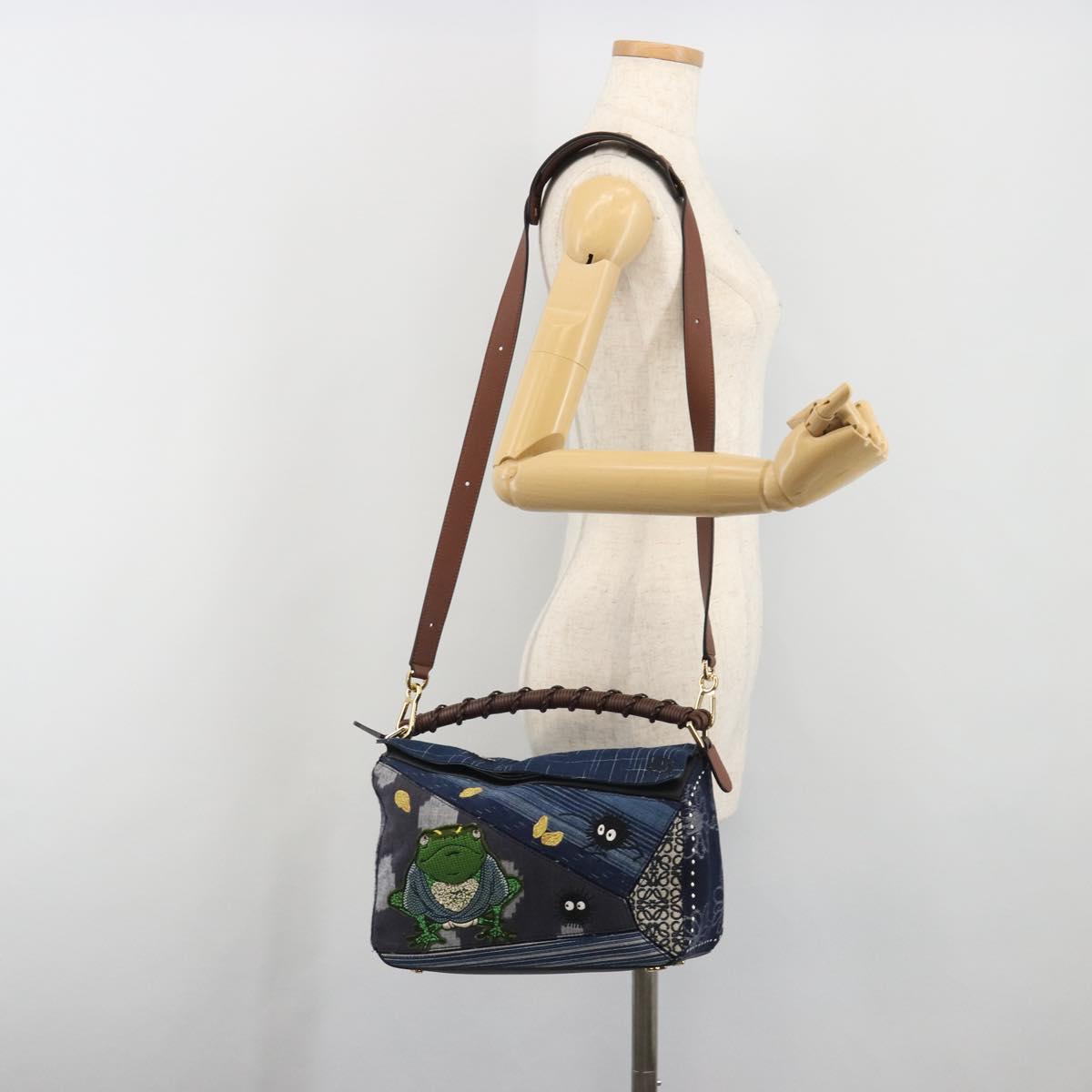LOEWE x Studio Ghibli Puzzle Bag BORO Blue Frog Soot Sprites Blue Auth 167492SM