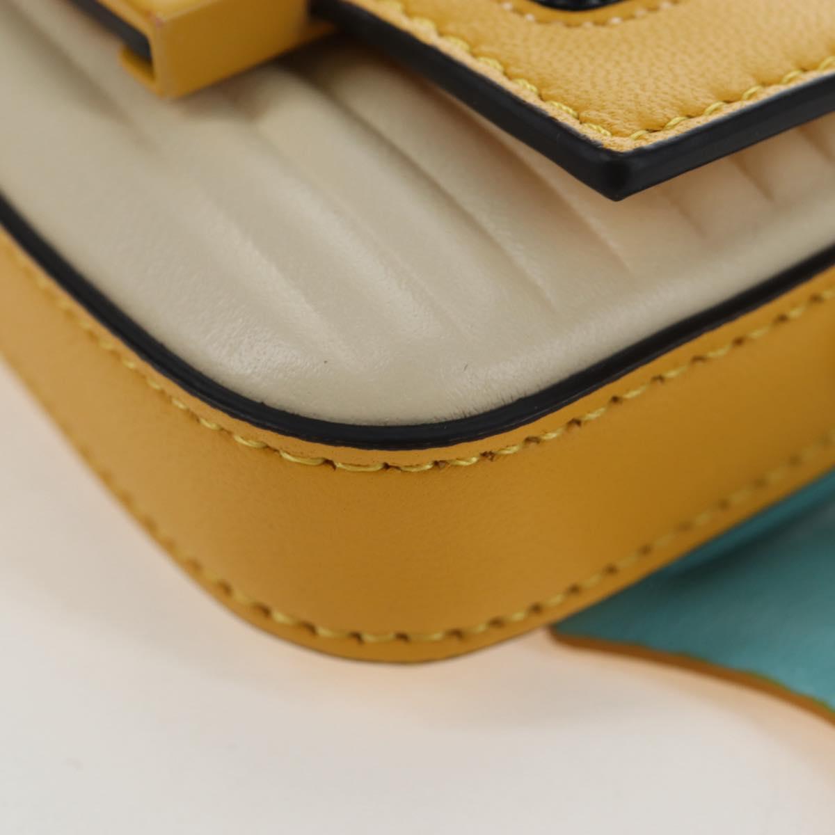 FENDI Dragonite FENDIxFRGMTxPOKÉMON Chain Bag Leather Yellow Auth 167495SM