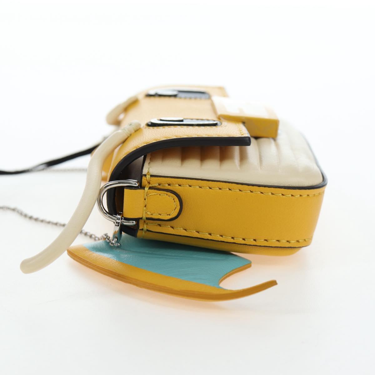 FENDI Dragonite FENDIxFRGMTxPOKÉMON Chain Bag Leather Yellow Auth 167495SM
