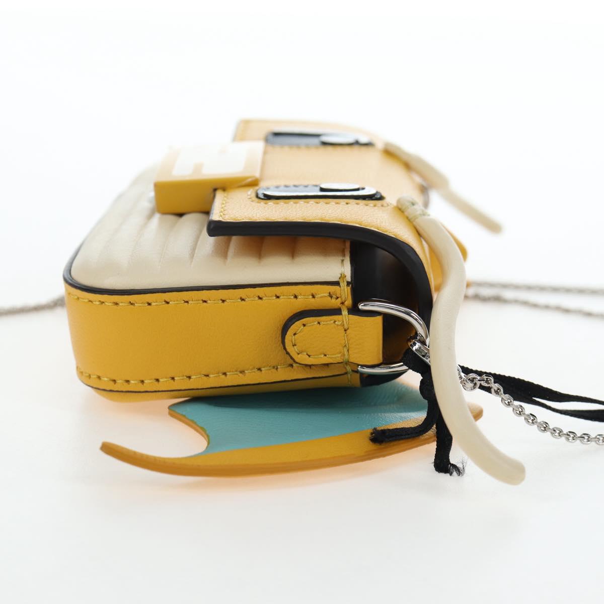 FENDI Dragonite FENDIxFRGMTxPOKÉMON Chain Bag Leather Yellow Auth 167495SM