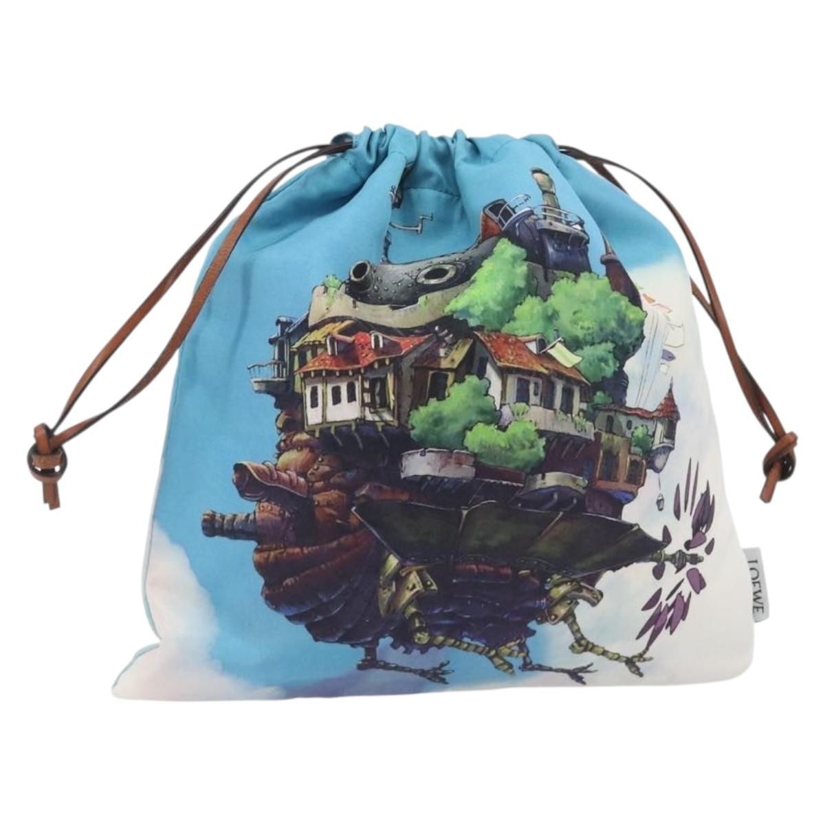 LOEWE Studio Ghibli Howl's Moving Castle Pouch Nylon Blue Auth 167496M