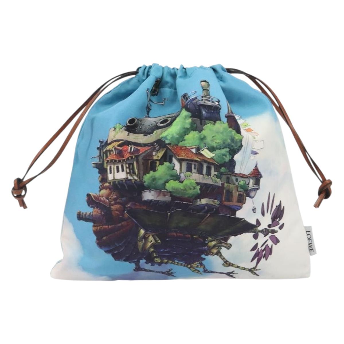LOEWE Studio Ghibli Howl's Moving Castle Pouch Nylon Blue Auth 167496M