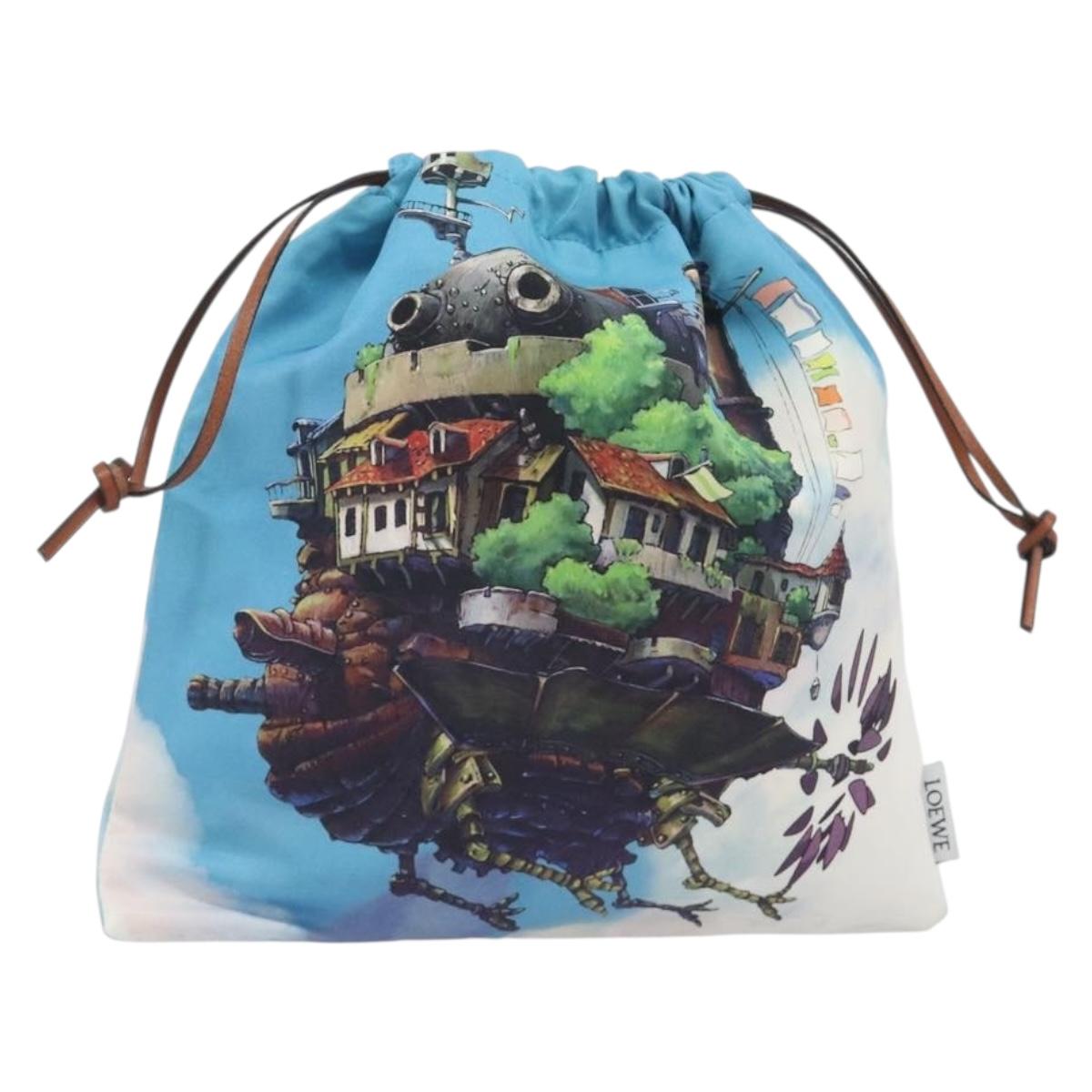 LOEWE Studio Ghibli Howl's Moving Castle Pouch Nylon Blue Auth 167497M