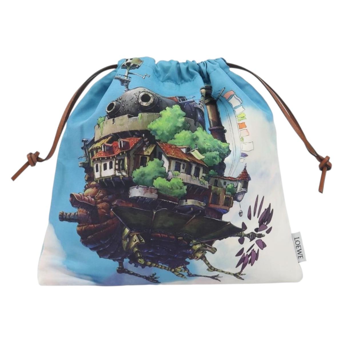 LOEWE Studio Ghibli Howl's Moving Castle Pouch Nylon Blue Auth 167497M