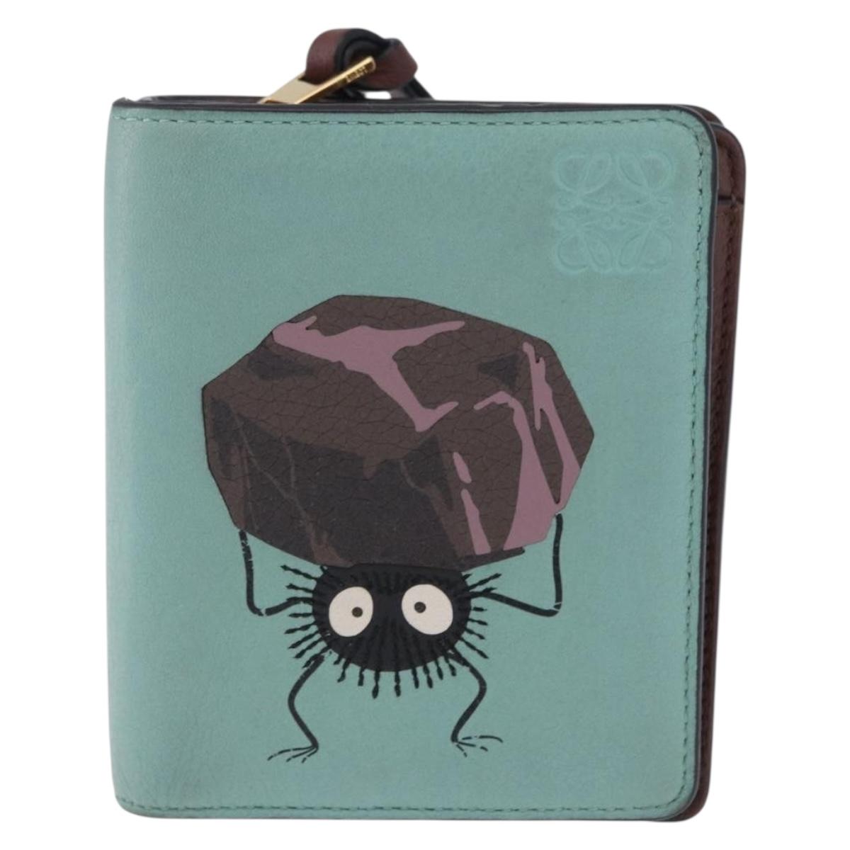LOEWE LOEWE × Studio Ghibli Suswatari Wallet Leather Green Gold Auth 167501M