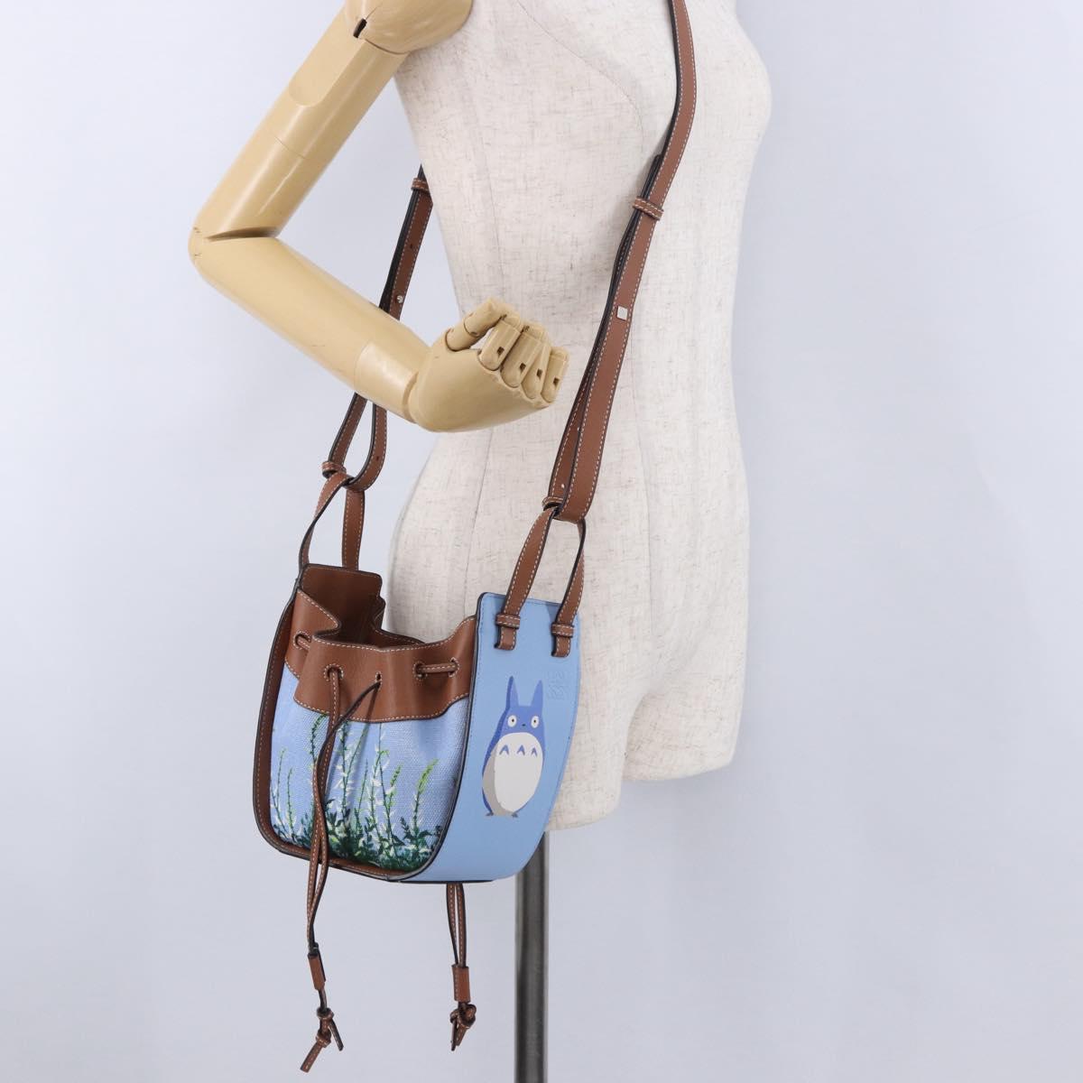 LOEWE Ghibli Collaboration Totoro Hammock Mini Bag Leather Blue Auth 167503SM