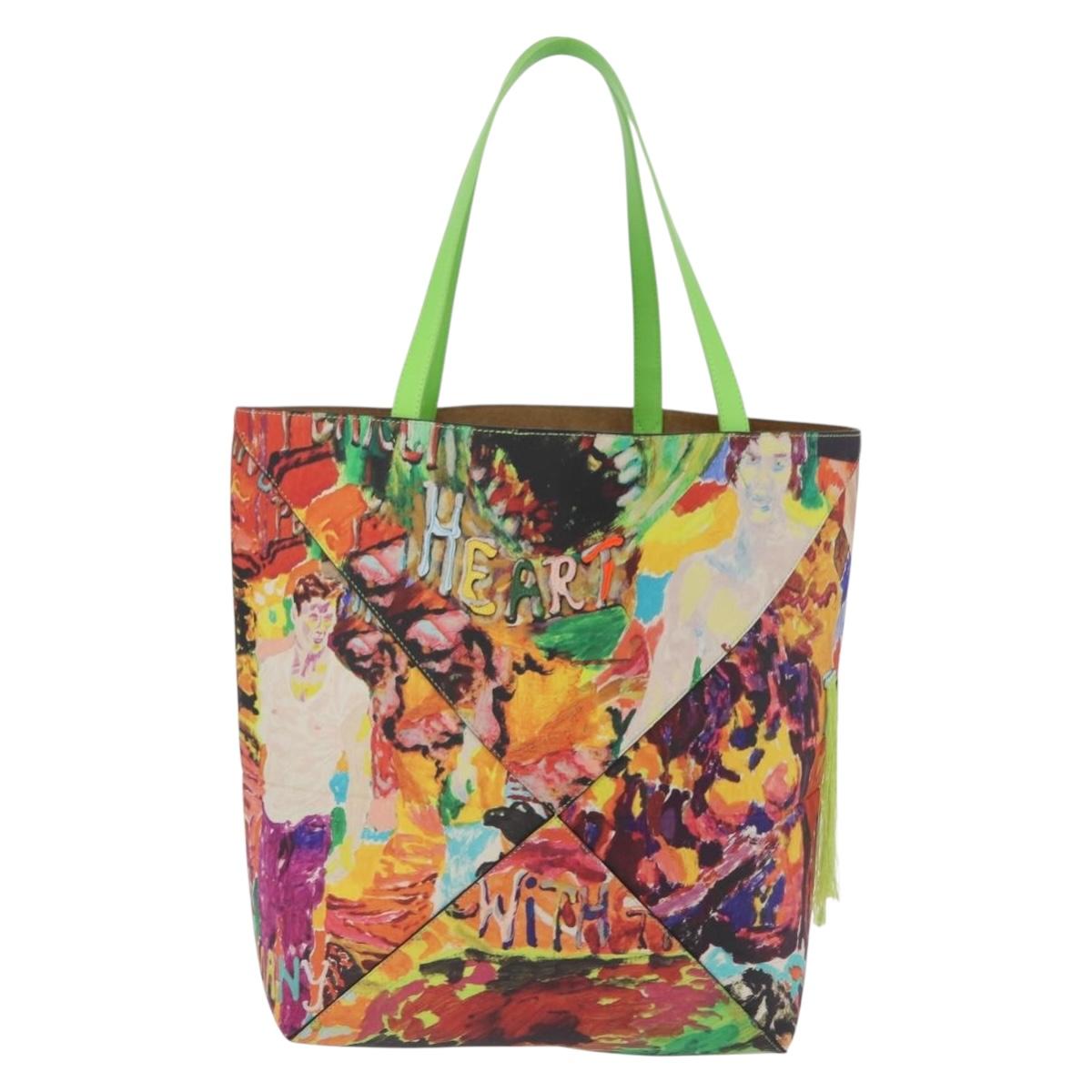 LOEWE Puzzlefold Tote XL Leather Richard Hawkins Green Chrome Auth 167531SM