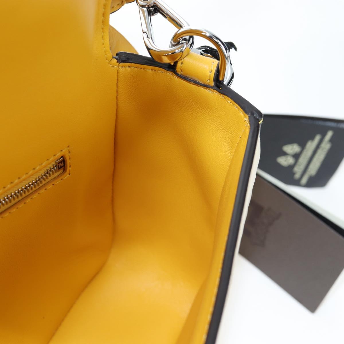 FENDI Dragonite FENDIxFRGMTxPOKÉMON Mamma Baguette Leather Yellow Auth 167542SM