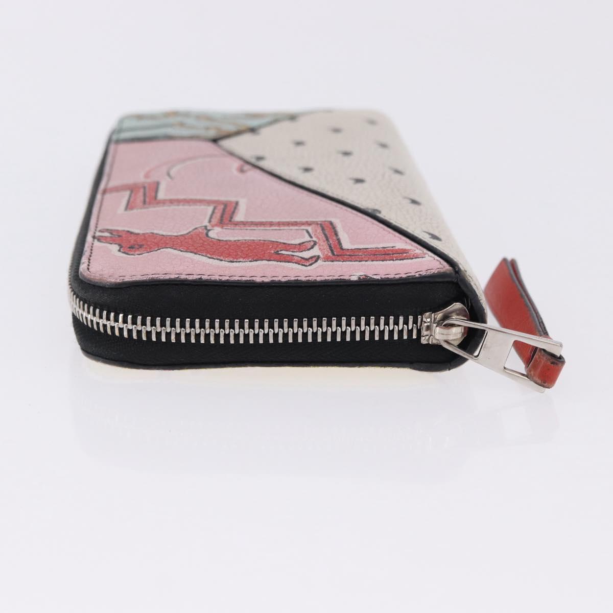 LOEWE Long Wallet Leather Multicolor Silver 261812 Auth 167546A