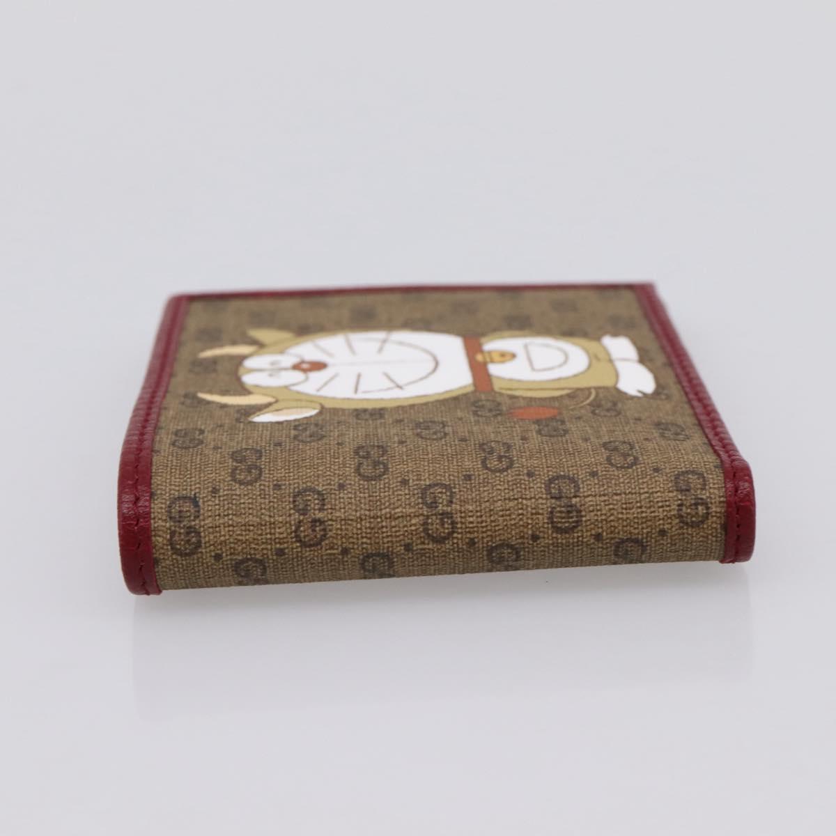 GUCCI x Doraemon Cow Doraemon Wallet Micro GG PVC Beige 654498 Auth 167547SAM