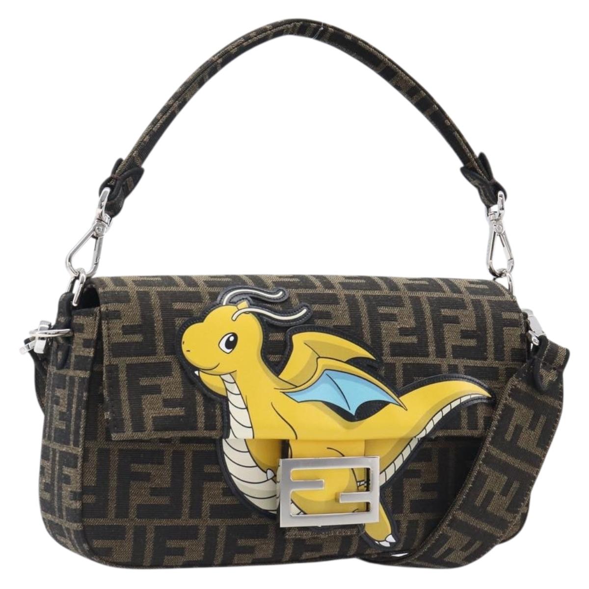 FENDI x FRGMT x POKEMON Mamma Baguette Kairyu Zucca Brown 8BR600 Auth 167552SM