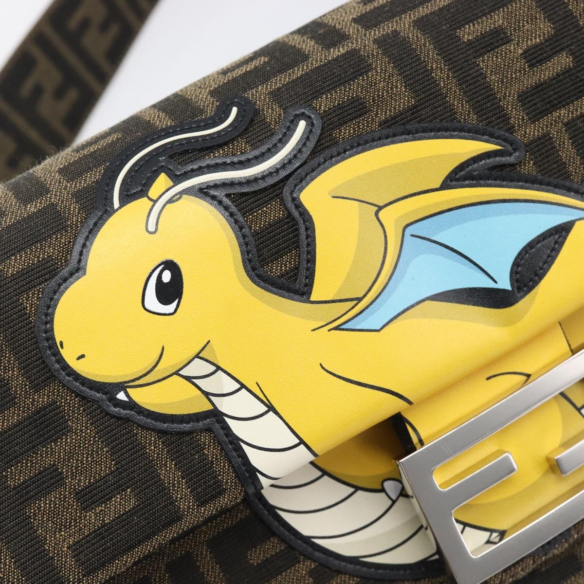 FENDI x FRGMT x POKEMON Mamma Baguette Kairyu Zucca Brown 8BR600 Auth 167552SM