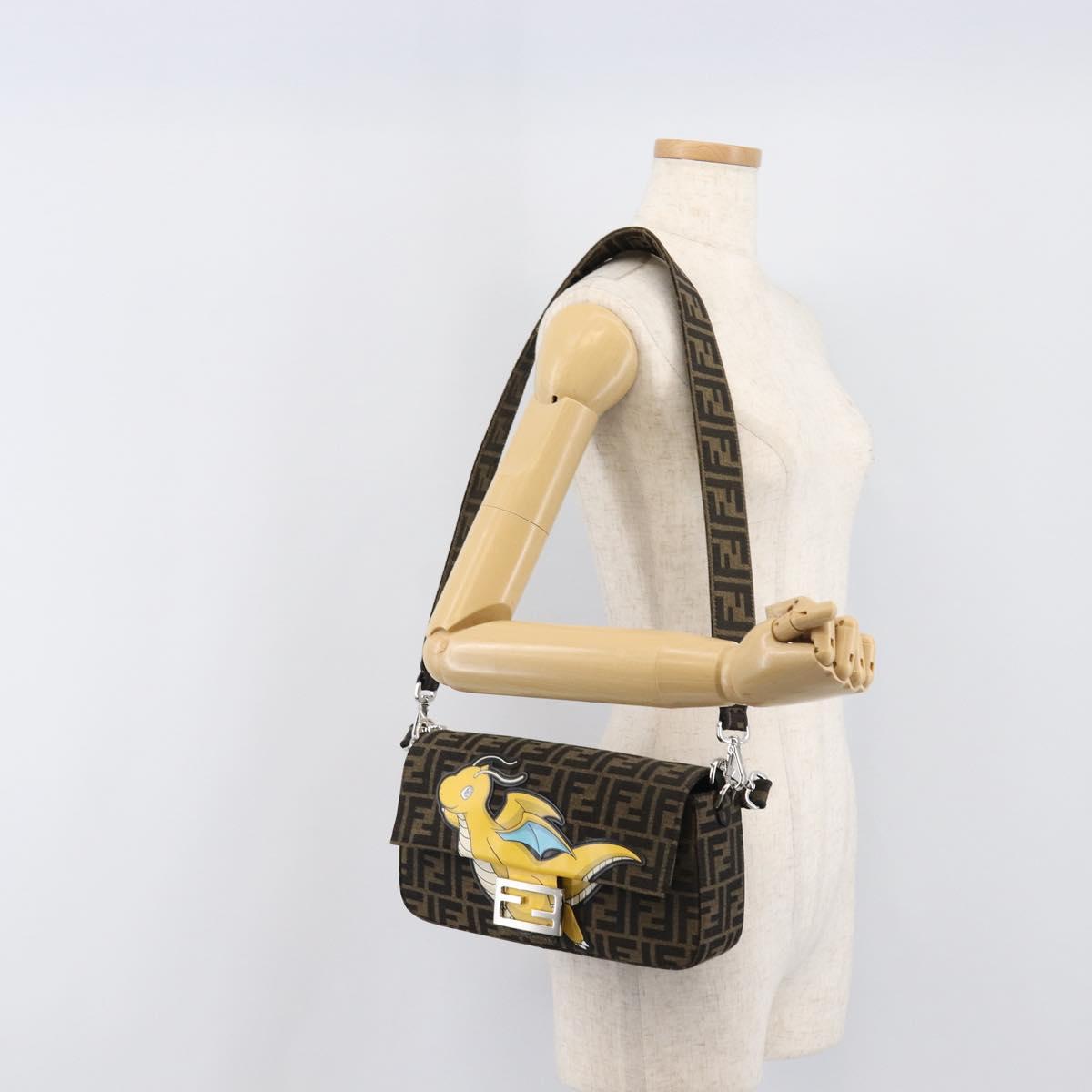 FENDI x FRGMT x POKEMON Mamma Baguette Kairyu Zucca Brown 8BR600 Auth 167552SM